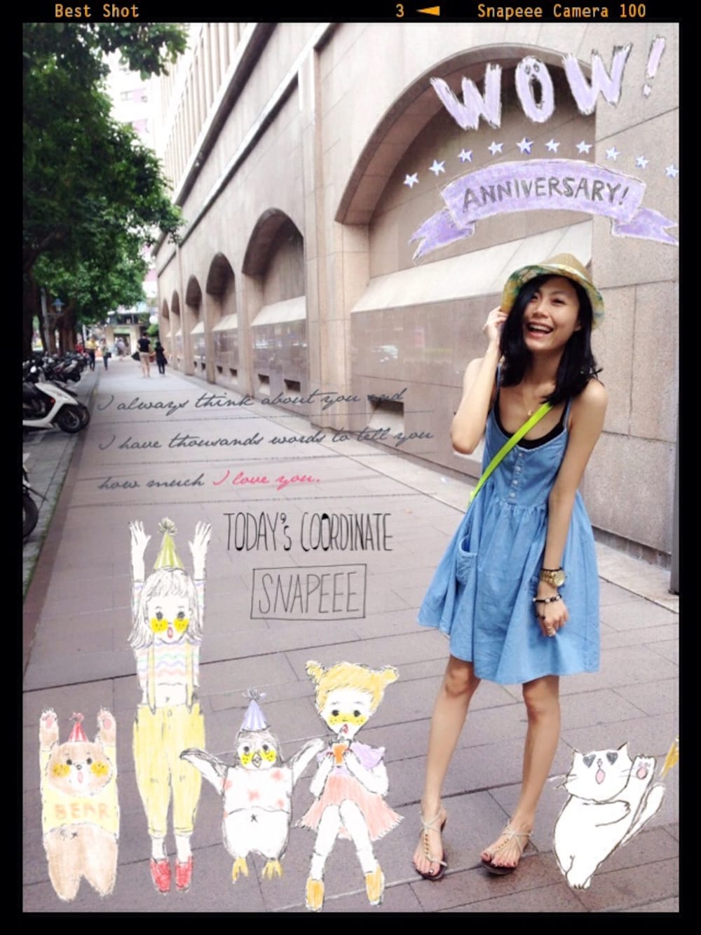 「TOPSHOPのMOTO DENIM BABYDOLL DRESS/MOTO デニムベビードール ドレス（ワンピース、ブルー系）」を使った、盧小桃さん（レディース・165cm）の夏コーディネートの1枚目の写真