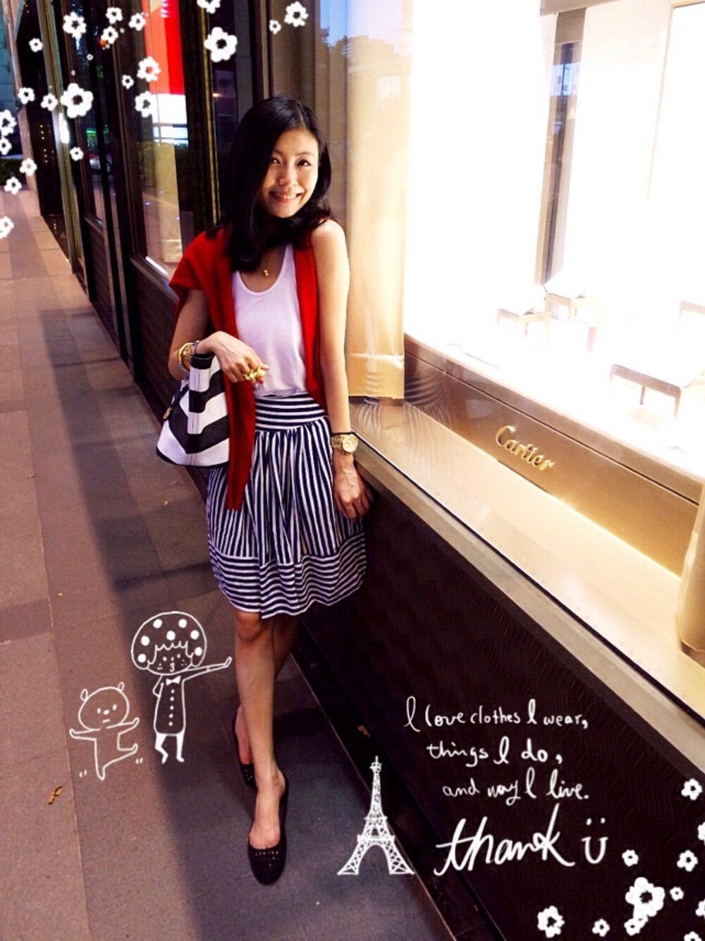 「MICHAEL KORSのmichael kors oversized gold watch（アナログ腕時計、ゴールド系）」を使った、盧小桃さん（レディース・165cm）の夏コーディネートの1枚目の写真