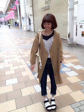 「ダニエルウェリントン」｜「アイテム（その他アウター）」を使った、naokoさん（レディース・159cm）の春コーディネート