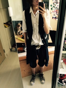 「アイテム（ノーカラージャケット）」を使った、Nekomata㍿さん（メンズ・176cm）の秋コーディネート