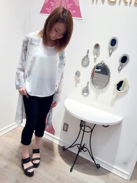 「ロングカーディガン」｜INGRID甲府昭和さん（レディース・158cm）の春コーディネート