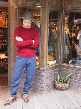 「CUSHMAN（クッシュマン）のアイテム」を使った、KenjiHimenoさん（メンズ・169cm）の秋コーディネート