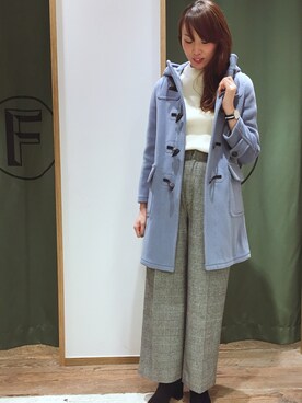 「リブニット」｜「アイテム（ダッフルコート）」を使った、Y U Iさん（レディース・162cm）の冬コーディネート