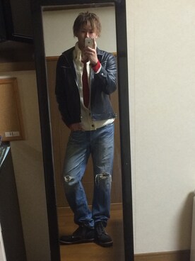 「imp.（インプ）のアイテム（トップス）」を使った、コイキングさん（メンズ・187cm）の秋コーディネート