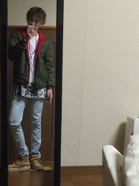 「ロング」｜「アイテム（パーカー）」を使った、コイキングさん（メンズ・187cm）の冬コーディネート