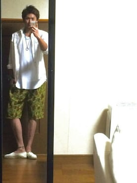 「海」｜「アイテム（モカシン/デッキシューズ）」を使った、コイキングさん（メンズ・187cm）の夏コーディネート