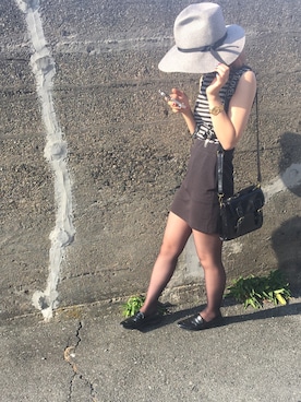 「ツバ広」｜帽子専門店R.merryさん（レディース・157cm）の夏コーディネート