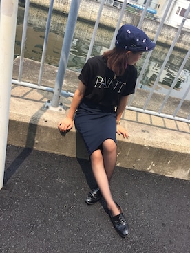 「LACOSTE」｜「アイテム（ハンチング/ベレー帽）」を使った、帽子専門店R.merryさん（レディース・157cm）の夏コーディネート