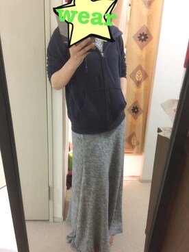 「GU（ジーユー）のアイテム（パーカー、ブルー系）」を使った、@chocoさん（レディース・154cm）の夏コーディネート