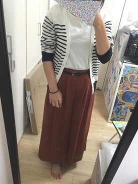 「MAJESTIC LEGON（マジェスティックレゴン）の袖レーススカラッププルオーバー（トップス、ホワイト系）」を使った、@chocoさん（レディース・154cm）の夏コーディネート