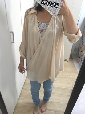 「INGNI（イング）のアイテム（シャツ/ブラウス、ピンク系）」を使った、@chocoさん（レディース・154cm）の秋コーディネート