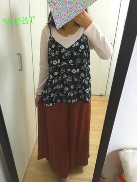 「GU（ジーユー）のアイテム（キャミソール、その他）」を使った、@chocoさん（レディース・154cm）の秋コーディネート