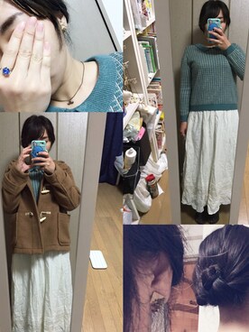 「POU DOU DOU（プードゥドゥ）のアイテム（ダッフルコート）」を使った、むむむさん（レディース・153cm）の冬コーディネート