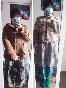 「髪ボサボサ」｜「アイテム（ジャケット/アウター）」を使った、むむむさん（レディース・153cm）の冬コーディネート