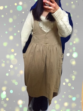 「アイテム（つなぎ/オールインワン、ベージュ系）」を使った、むむむさん（レディース・153cm）の冬コーディネート