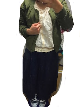 「Linetta（リネッタ）のアイテム（ブルゾン）」を使った、むむむさん（レディース・153cm）の春コーディネート