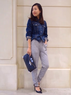 「MAISON DE REEFUR」｜「アイテム（デニムジャケット）」を使った、RINO ISHIIさん（レディース・154cm）の冬コーディネート
