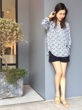 「MAISON DE REEFUR」｜「アイテム（サロペット/オーバーオール）」を使った、RINO ISHIIさん（レディース・154cm）の春コーディネート