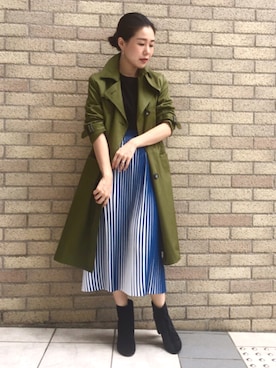 「MAISON DE REEFUR」｜「アイテム（トレンチコート）」を使った、RINO ISHIIさん（レディース・154cm）の夏コーディネート