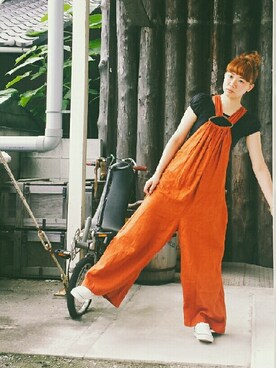 「KAPITAL」｜「アイテム（オールインワン・サロペット）」を使った、YUKKINさん（レディース・159cm）の夏コーディネート