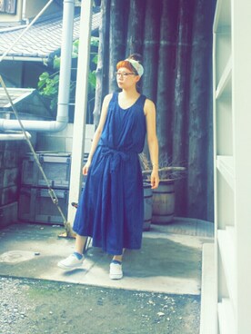 「KAPITAL」｜「アイテム（オールインワン・サロペット）」を使った、YUKKINさん（レディース・159cm）の夏コーディネート