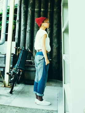 「KAPITAL」｜「アイテム（アクセサリー）」を使った、YUKKINさん（レディース・159cm）の夏コーディネート