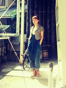 「KAPITAL」｜「アイテム（オールインワン・サロペット）」を使った、YUKKINさん（レディース・159cm）の夏コーディネート