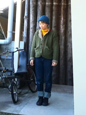 「KAPITAL」｜「アイテム（その他アウター）」を使った、YUKKINさん（レディース・159cm）の冬コーディネート