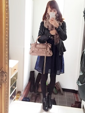 「アイテム（ブーティ）」を使った、Yuuko さん（レディース・158cm・30代）の冬コーディネート