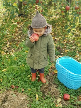 「アイテム（モッズコート）」を使った、kazaさん（キッズ・90cm）の秋コーディネート