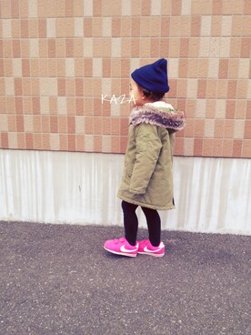 「NIKE」｜「アイテム（モッズコート）」を使った、kazaさん（キッズ・90cm）の冬コーディネート