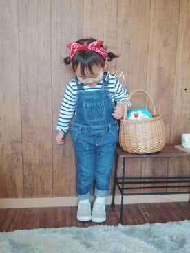 「Champion」｜「アイテム（サロペット/オーバーオール）」を使った、kazaさん（キッズ・80cm）の冬コーディネート