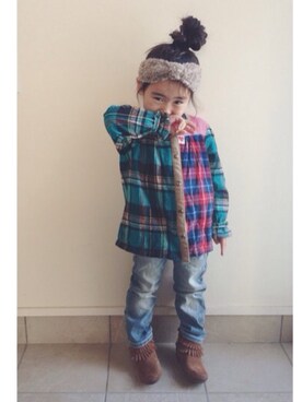「タータンチェック」｜suu**さん（キッズ・110cm）の春コーディネート
