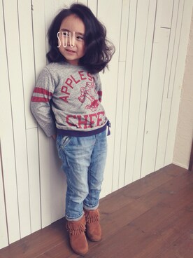 「アイテム（ブーツ）」を使った、suu**さん（キッズ・110cm）の春コーディネート