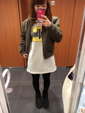 「HERE'S（HERE'S）のアイテム（その他アウター）」を使った、かおりさん（レディース・154cm）の春コーディネート