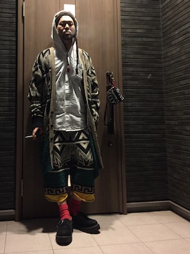 「BERNHARD WILLHELM（ベルンハルトウィルヘルム）のアイテム（パンツ）」を使った、コチコチさん（メンズ・172cm）の冬コーディネート