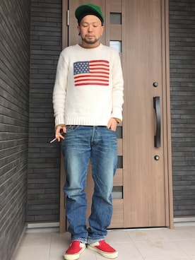 「アイテム（その他トップス、ブラウン系）」を使った、コチコチさん（メンズ・172cm）の春コーディネート