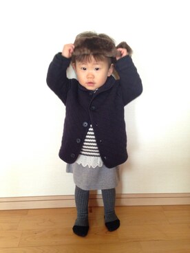 「無印良品（ムジルシリョウヒン）のアイテム（ブルゾン）」を使った、Haru    さん（キッズ・80cm）の冬コーディネート