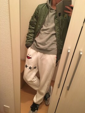 「Alpha Industries（アルファインダストリーズ）のアイテム（ブルゾン）」を使った、しょーや。さん（メンズ・165cm）の冬コーディネート