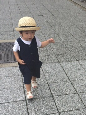 「息子コーデ」｜「アイテム（サロペット/オーバーオール）」を使った、たか☺︎さん（キッズ・80cm）の夏コーディネート