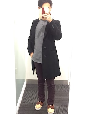 「アイテム（チェスターコート）」を使った、わたげさん（メンズ・170cm・10代）の秋コーディネート