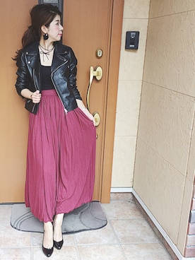 「ハンサムコーデ」｜「アイテム（ライダースジャケット）」を使った、🌴Namiko73Twink🌴さん（レディース・159cm）の秋コーディネート