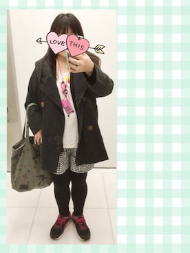 「MILKBOY」｜「アイテム（その他アウター）」を使った、奈々さん（レディース・162cm）の冬コーディネート