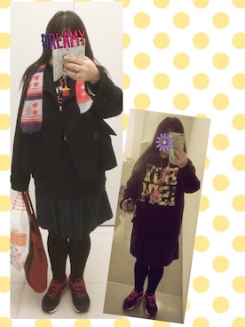 「MILKBOY」｜「アイテム（ピーコート）」を使った、奈々さん（レディース・162cm）の冬コーディネート
