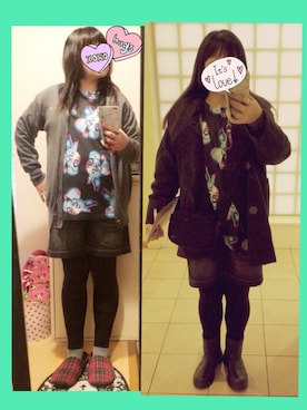 「MILKBOY」｜「アイテム（その他アウター）」を使った、奈々さん（レディース・162cm）の冬コーディネート