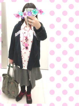 「MILKBOY（ミルクボーイ）のAPPLE シャツ（シャツ/ブラウス）」を使った、奈々さん（レディース・162cm）の春コーディネート