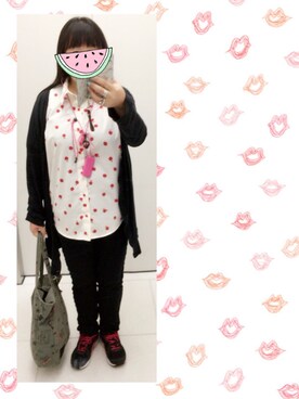「MILKBOY（ミルクボーイ）のAPPLE シャツ（シャツ/ブラウス）」を使った、奈々さん（レディース・162cm）の夏コーディネート