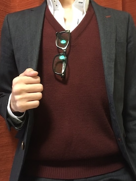 「ワイシャツ」｜「アイテム（セットアップ）」を使った、BLOOMさん（メンズ・173cm）の冬コーディネート