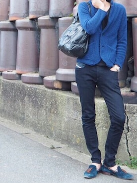 「muta（ムータ）のアイテム（バッグ）」を使った、BLOOMさん（メンズ・173cm）の冬コーディネート