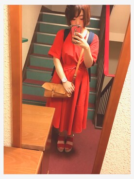 ワンピース ドレスを使った 全身赤 の人気ファッションコーディネート Wear
